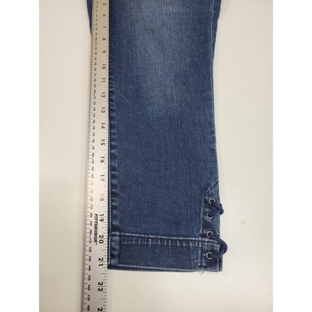 Talbots Flawless Five Pocket Jeans Womens 10P Petite Crop Capri Lace Up Stretch